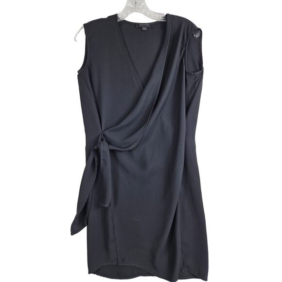 ALLSAINTS Callie Dress Faux Wrap Black Sleeveless Size 0 Minimalist  #738 - Picture 1 of 6